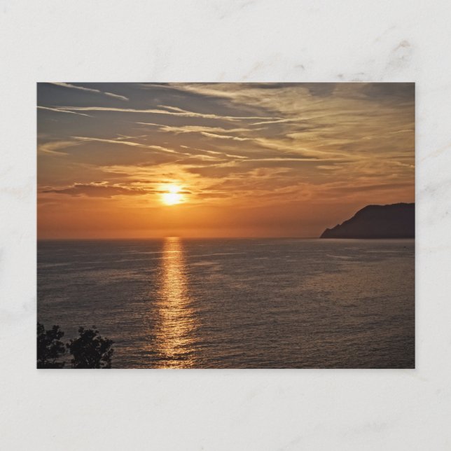 Postal Atardecer en Cinque Terre, Italia Postcard (Anverso)