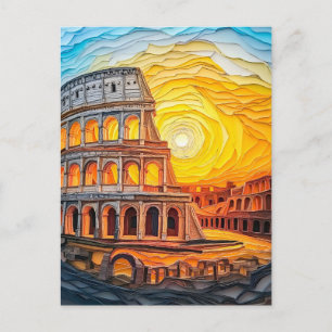Postal Atardecer en Coliseo de Roma en Quilling