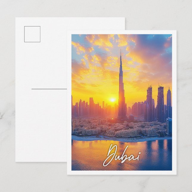 Postal Atardecer en Dubai Emiratos Árabes Unidos (Anverso / Reverso)