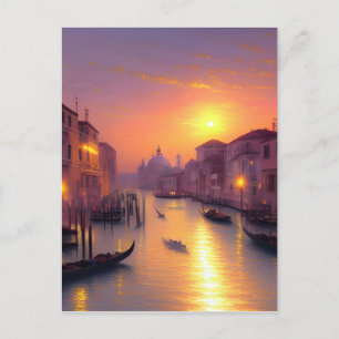 Postal Atardecer En El Arte Digital Del Canal De Venecia