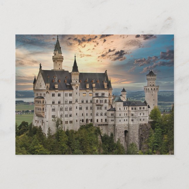 Postal Atardecer en el Castillo Neuschwanstein, Alemania  (Anverso)