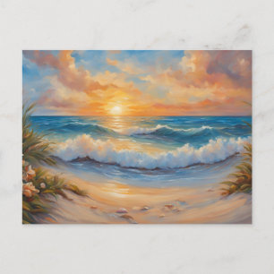 Postal Atardecer en el Ilustracion de la playa