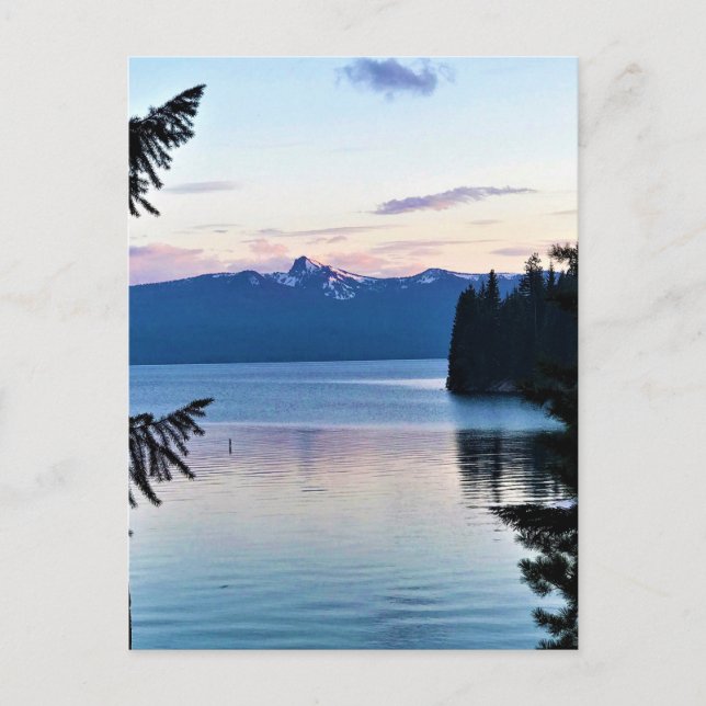 Postal Atardecer en el lago Crescent, Oregón (Anverso)