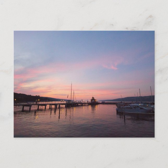 Postal Atardecer en el lago Seneca, Nueva York (Anverso)