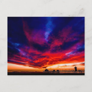 Postal Atardecer en el muelle, Huntington Beach, CA