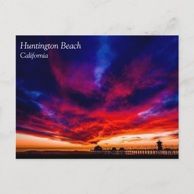 Postal Atardecer en el muelle, Huntington Beach, CA Postc (Anverso)