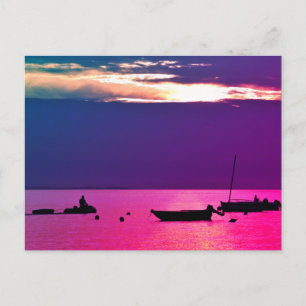 Postal Atardecer en el océano en Portivy, Bretaña