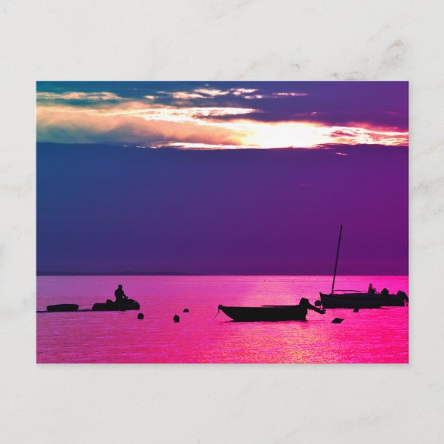 Postal Atardecer en el océano en Portivy, Bretaña (Anverso)