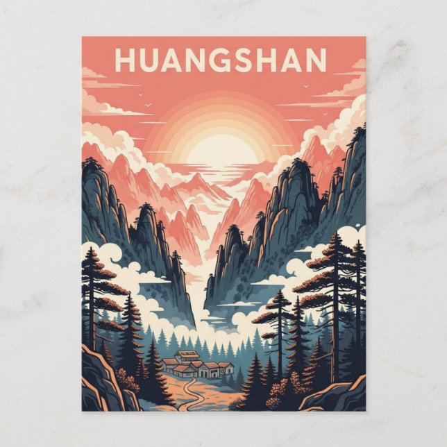 Postal Atardecer en el Parque Nacional Huangshan China (Anverso)