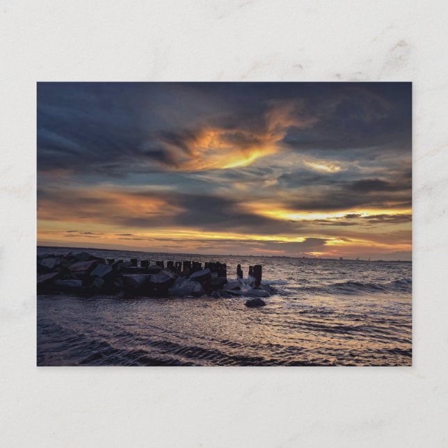 Postal Atardecer en el puerto de Charleston (Anverso)