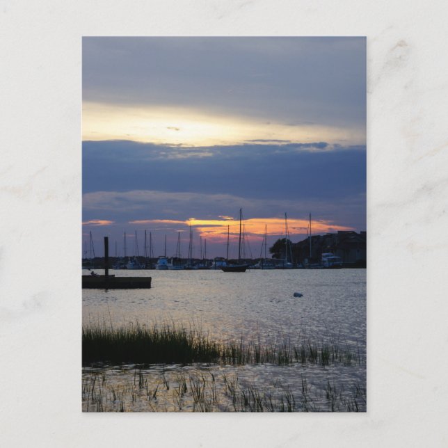 Postal Atardecer En El Puerto De Folly (Anverso)
