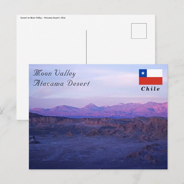 Postal Atardecer en el Valle de la Luna - Chile (Anverso / Reverso)