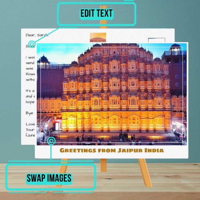 Postal Atardecer en Hawa Mahal en Jaipur India (Please enjoy our postcard)