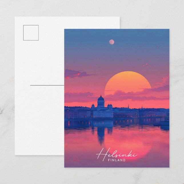Postal Atardecer en Helsinki Finlandia Viaje (Anverso / Reverso)