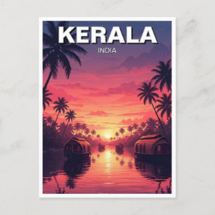 Postal Atardecer en Kerala, India