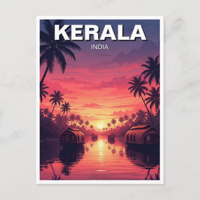 Postal Atardecer en Kerala, India (Anverso)