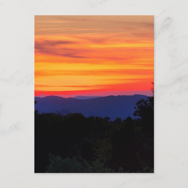 Postal Atardecer en la autopista Blue Ridge Parkway (Anverso)