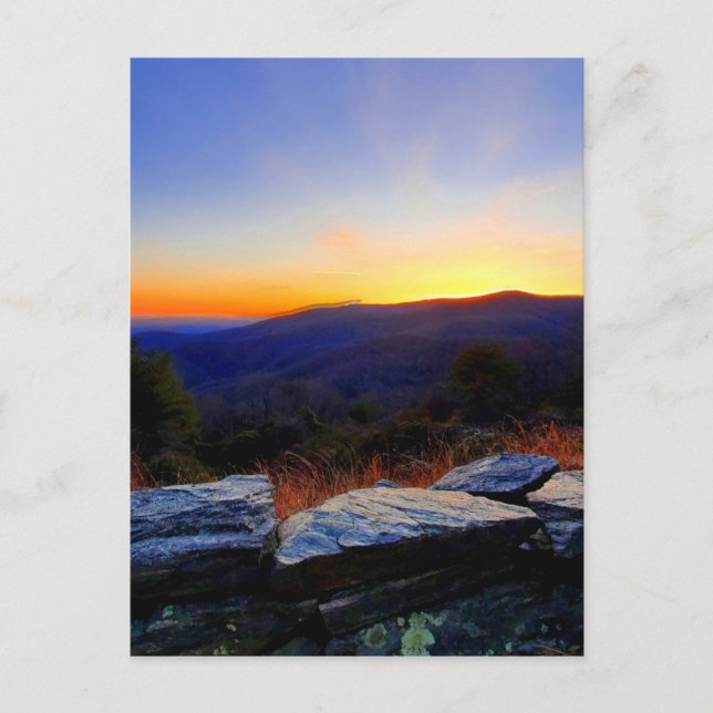 Postal Atardecer en la autopista Blue Ridge Parkway (Anverso)