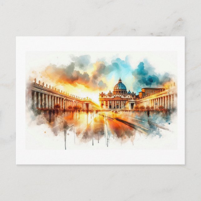 Postal Atardecer en la Ciudad del Vaticano,  (Anverso)