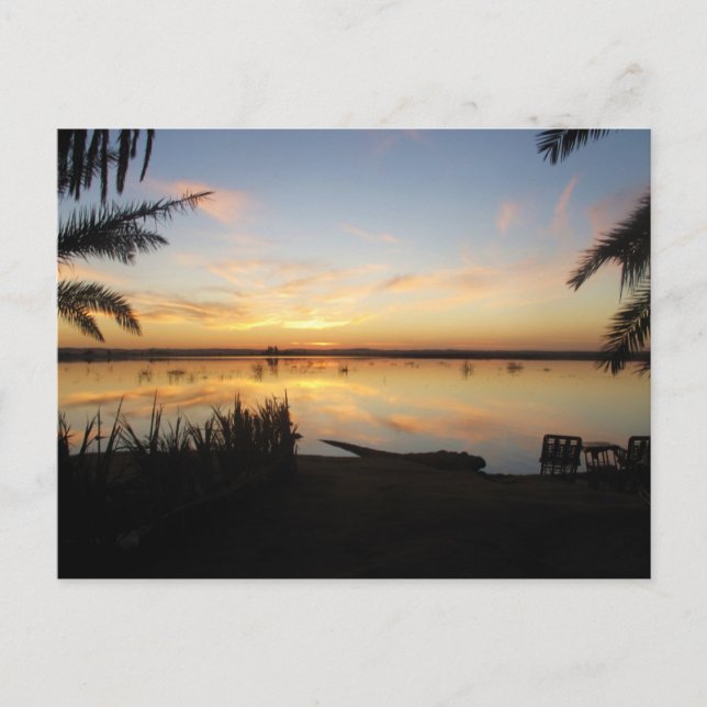 Postal Atardecer en la isla de Fatnas, Oasis de Siwa, Áfr (Anverso)