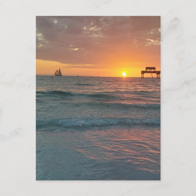 Postal Atardecer en la playa de Clearwater (Anverso)