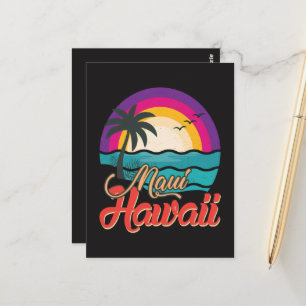 Postal Atardecer en la playa de olas de Maui Hawaii