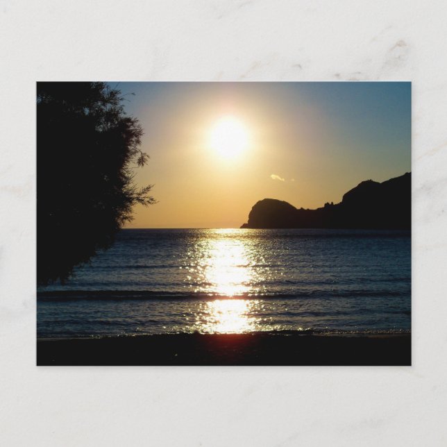 Postal Atardecer en la playa de Syros (Anverso)
