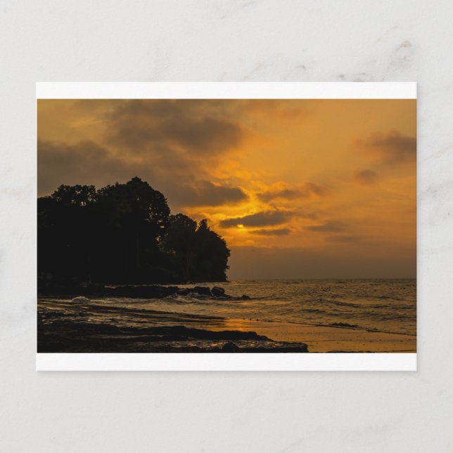 Postal Atardecer en la playa de Webster Nueva York (Anverso)