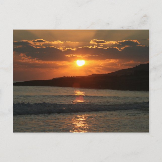 Postal Atardecer en la playa Praia Da Luz, Algarve, Portu (Anverso)