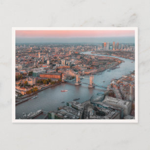 Postal Atardecer en Londres, panorama aéreo, puentes del