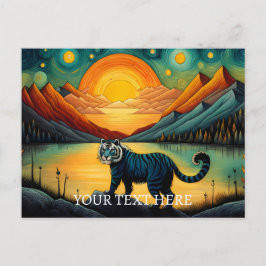 Postal Atardecer en Montaña Vista al Lago Tigre