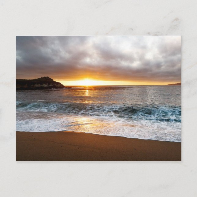 Postal Atardecer en Monterey, Costa del Pacífico de Calif (Anverso)