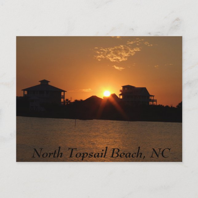 Postal Atardecer en North Topsail, North Topsail Beach, N (Anverso)