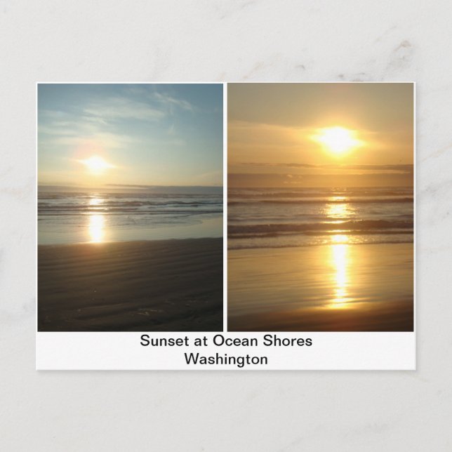 Postal Atardecer en Ocean Shores Washington (Anverso)