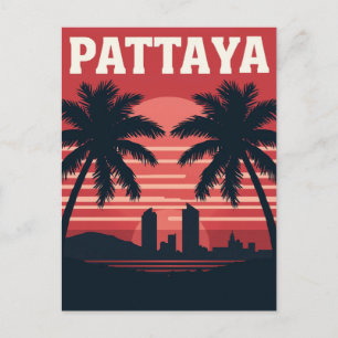 Postal Atardecer en Pattaya Tailandia Palmeras