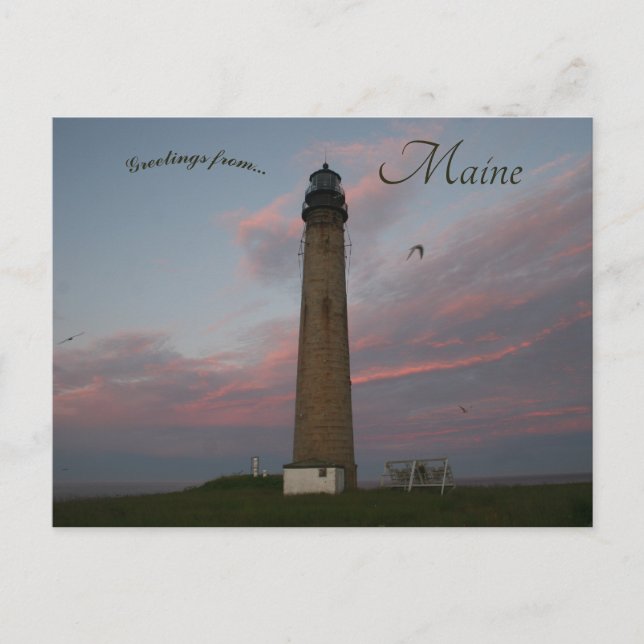 Postal Atardecer en Petit Manan Light Maine (Anverso)
