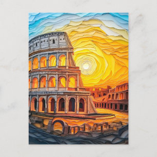 Postal Atardecer en quilling en el Coliseo de Roma