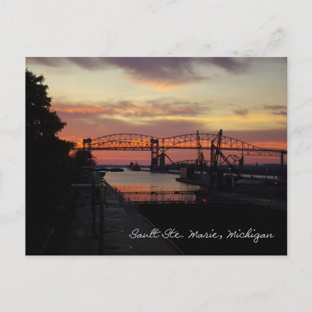 Postal Atardecer en Soo Locks (Anverso)