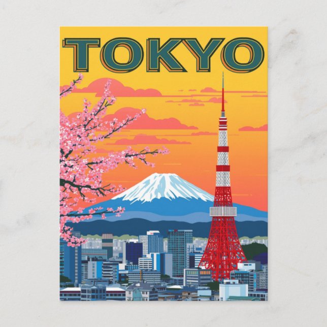 Postal Atardecer en Tokio y Monte Fuji (Anverso)