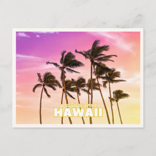 Postal Atardecer Hawaiano Palma Tropical Hawaiana Saludos