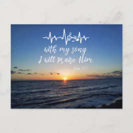 Postal Atardecer oceánico con salmos alabando su verso bí