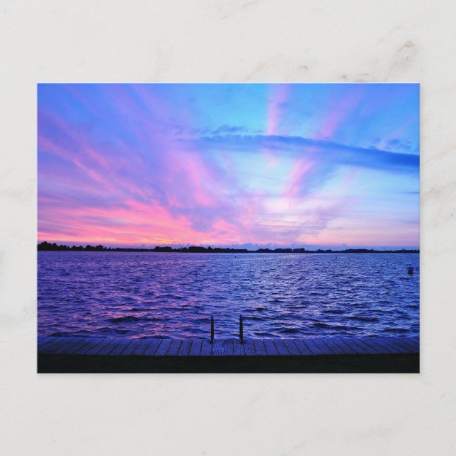 Postal Atardecer psicodélico con colores vivos (Anverso)