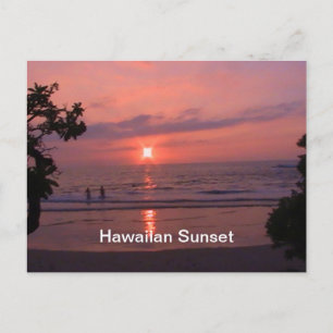 Postal Atardecer romántico hawaiano en la playa del océan