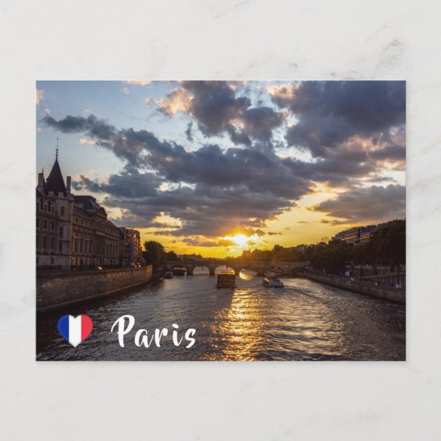 Postal Atardecer sobre Conciergerie - París, Francia (Anverso)