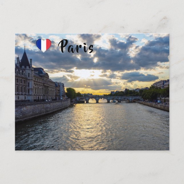 Postal Atardecer sobre Conciergerie - París, Francia (Anverso)