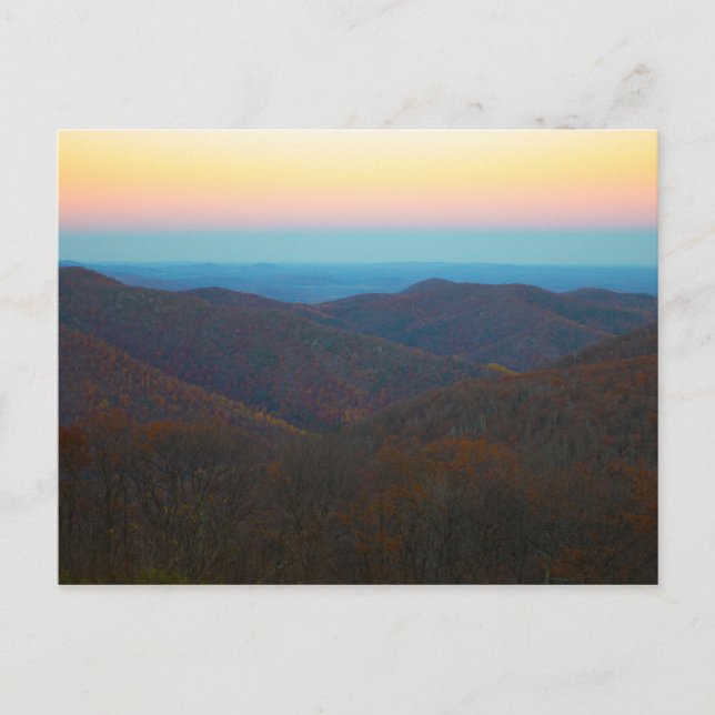 Postal Atardecer sobre el Parque Nacional Shenandoah, Vir (Anverso)