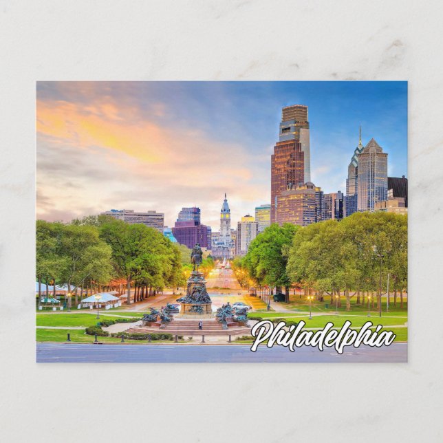 Postal Atardecer sobre Filadelfia, Pensilvania (Anverso)