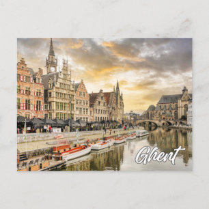 Postal Atardecer sobre Gante, Bélgica