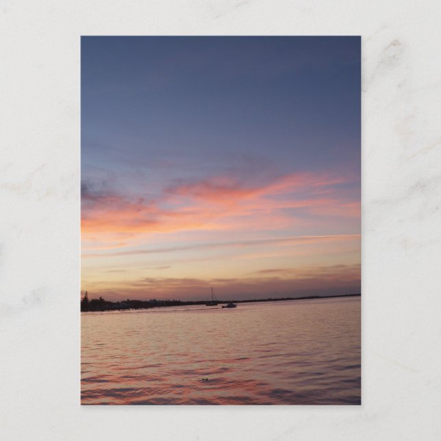 Postal Atardecer sobre la bahía de Florida, Key Largo FL (Anverso)