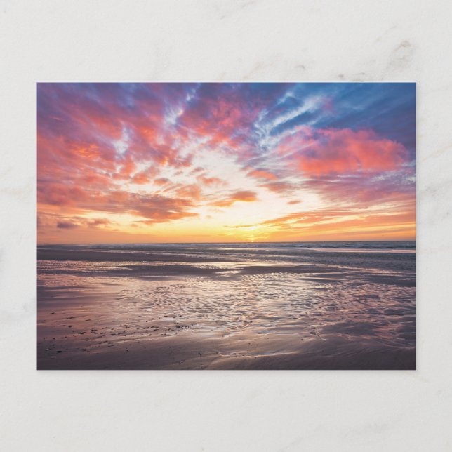 Postal Atardecer sobre la playa y el mar (Anverso)